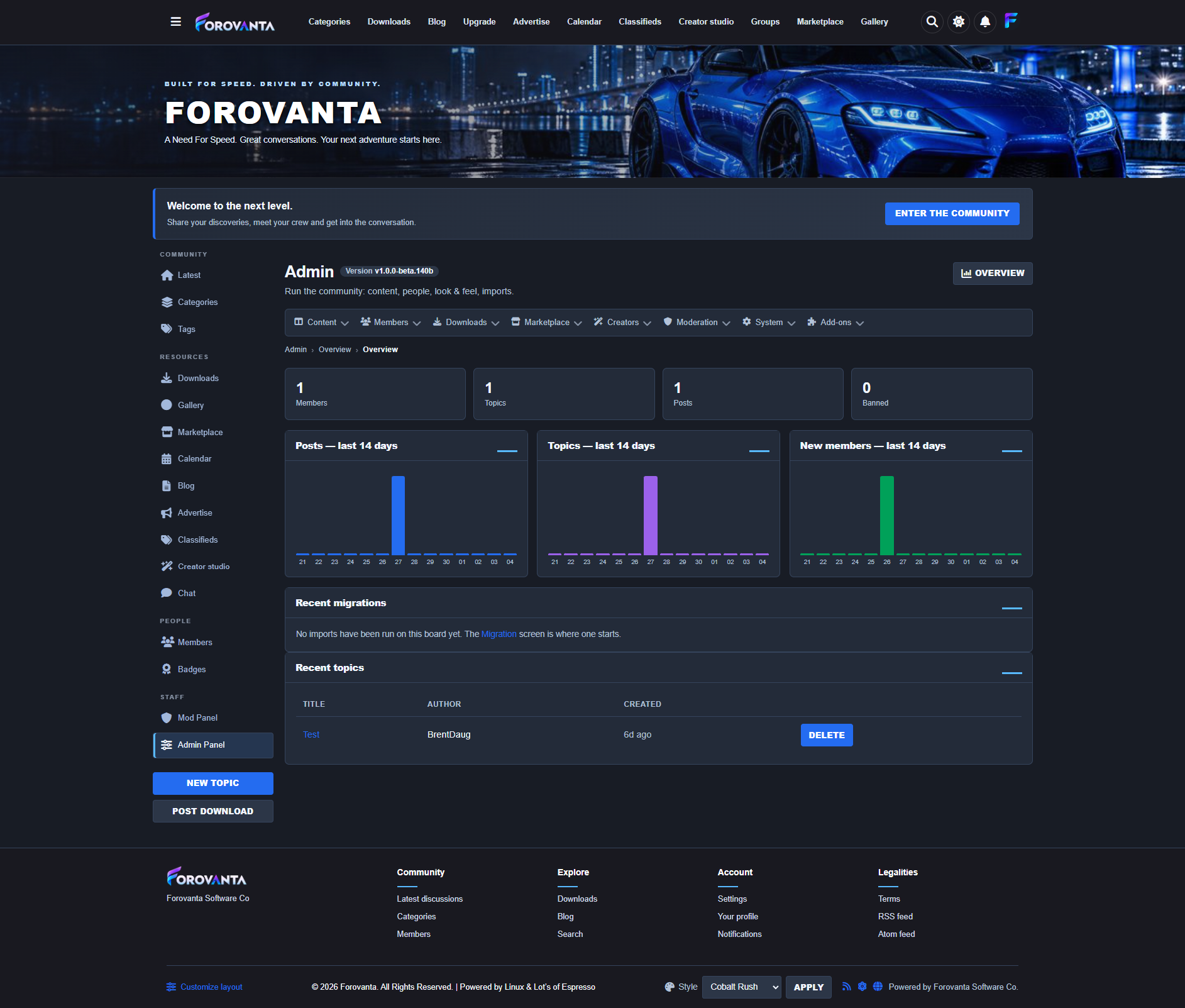 Cobalt Rush Blue Free Theme screenshot 1