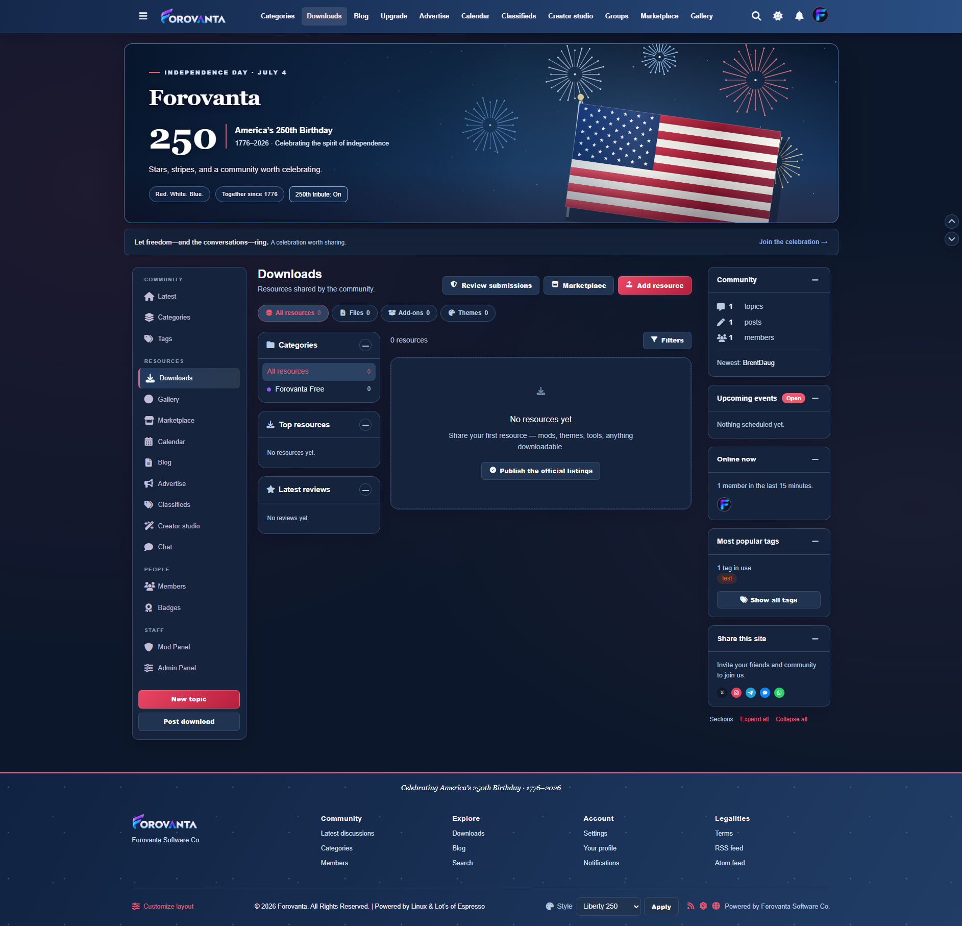 Liberty 250 Free Theme screenshot 1